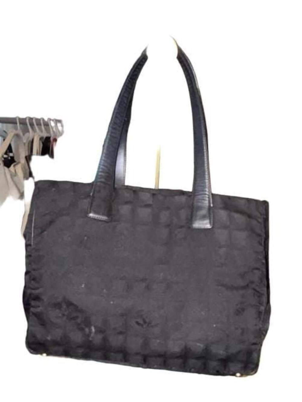 Chanel New Travel Line MM Black Jacquard Nylon Tote Bag